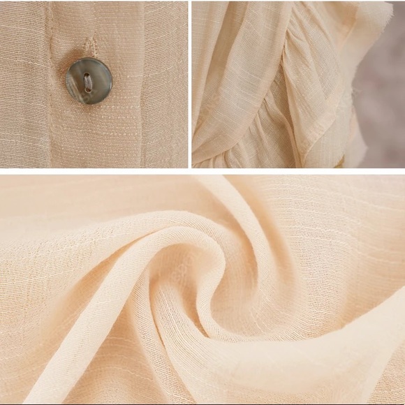 Cream Boho Gauze Boho Button Flutter Maxi Butterfly Arms Dress - Picture 11 of 11